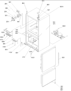 Control, Hinges & Shields Diagram and Parts List for BB20VE-P1321307WB  Amana Refrigerator