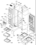 REF / FZ SHELVES, LIGHTS, AND HINGES Diagram and Parts List for SRD325S5W P1199402W W Amana Refrigerator
