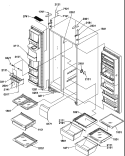 REF / FZ SHELVES, LIGHTS, AND HINGES Diagram and Parts List for SRD520SL P1186302W L Amana Refrigerator