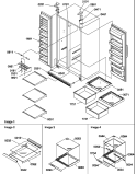 REF / FZ SHELVES, LIGHTS, AND HINGES Diagram and Parts List for SG521SBL P1197002W L Amana Refrigerator