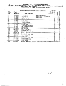 Crushed Ice Bucket Page 2 Diagram and Parts List for SZDE27KB  Amana Refrigerator