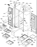 REF / FZ SHELVES, LIGHTS, AND HINGES Diagram and Parts List for SRDE520SW P1183103W W Amana Refrigerator