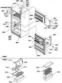 DOOR, HINGES AND ACCESSORIES Diagram and Parts List for TSI19TE P1306401W E Amana Refrigerator