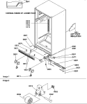 LADDERS, LOWER CABINET AND ROLLERS Diagram and Parts List for TSI25TE P1308101W E Amana Refrigerator