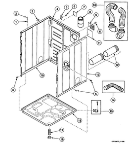 Cabinet Assy Diagram and Parts List for SSE107LF1724  Speed Queen Dryer