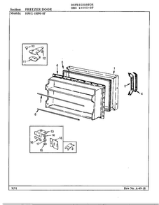Freezer Door Diagram and Parts List for 18090-0F  Admiral Refrigerator
