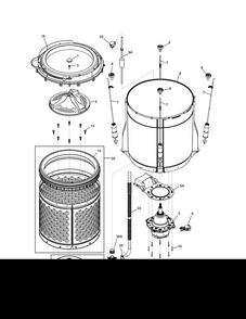Motor/tub Diagram and Parts List for CLCE600RW0  Crosley Washer Dryer Combo