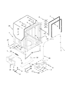 Tub And Frame Parts Diagram and Parts List for JDB9800CWS1  Jenn-Air Dishwasher