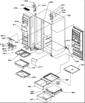 REF / FZ SHELVES, LIGHTS, AND HINGES Diagram and Parts List for SRDE27TPSE P1190604W E Amana Refrigerator