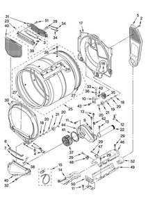 Bulkhead Parts Diagram and Parts List for NED7500VM0  Amana Dryer