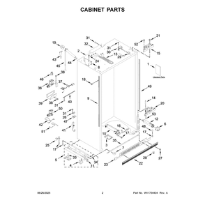 Cabinet Parts Diagram and Parts List for JBSFS48NMX01  Jenn-Air Refrigerator