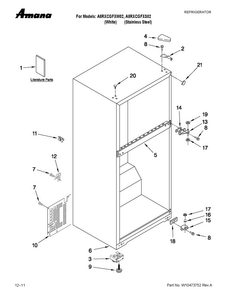 Cabinet Parts Diagram and Parts List for A8RXCGFXS02  Amana Refrigerator