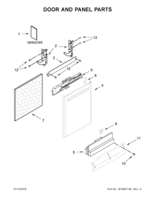 Door And Panel Parts Diagram and Parts List for MDB8959SFE2  Maytag Dishwasher