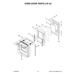 Oven Door Parts (18 In) Diagram and Parts List for JPIGC748RL00  Jenn-Air Range
