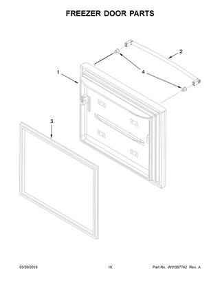 Freezer Door Parts Diagram and Parts List for JFC2290REP02  Maytag Refrigerator