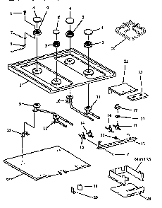 Open Top Burner Assembly Diagram and Parts List for RSS358UL-P1130974NL  Caloric Range