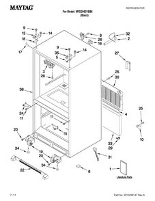 Cabinet Parts Diagram and Parts List for MFD2562VEB6  Maytag Refrigerator