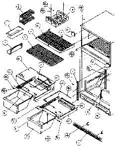 Cabinet Shelving Diagram and Parts List for TX18R-P1158404W  Amana Refrigerator