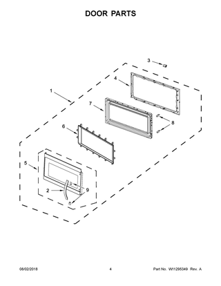 Door Parts Diagram and Parts List for AMV6502REW5  Maytag Microwave