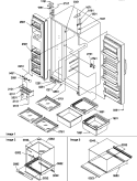 REF / FZ SHELVES, LIGHTS, AND HINGES Diagram and Parts List for GSGD21BW P1193905W W Amana Refrigerator