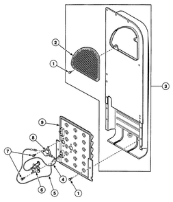 Heater Duct Diagram and Parts List for SSEH07QJ1500  Speed Queen Dryer