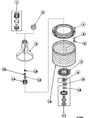 AGITATOR / DRIVE BELL / SEAL KIT / TUB & HUB Diagram and Parts List for LW6501W2B PLW6501W2 B Amana Washer