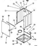 FRONT PANEL, BASE ASSY AND CABINET ASSY Diagram and Parts List for LW6501W2B PLW6501W2 B Amana Washer