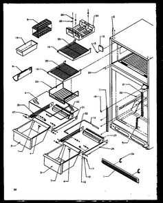 Cabinet Shelving Diagram and Parts List for TG18R2L-P1158305WL  Amana Refrigerator