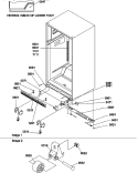 LADDERS, LOWER CABINET AND ROLLERS Diagram and Parts List for THI18TE P1310701W E Amana Refrigerator