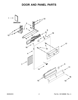 Part Location Diagram of W11094492 Whirlpool PKG ASSY-HANDLE,DW03G MAYTAG,SST