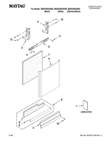 Door And Panel Parts Diagram and Parts List for MDB7609AWB0  Maytag Dishwasher