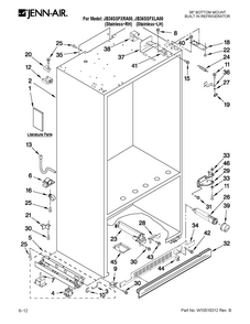 Cabinet Parts Diagram and Parts List for JB36SSFXLA00  Jenn-Air Refrigerator