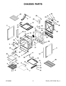 Chassis Parts Diagram and Parts List for YMES8800PZ1  Maytag Range