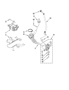 Pump And Motor Parts Diagram and Parts List for MHN30PDBGW0  Maytag Washer