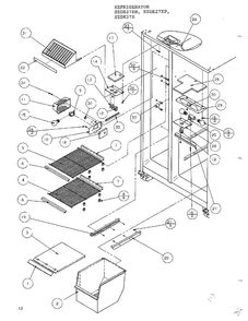 Freezer Shelving And Refrigerator Light Diagram and Parts List for SZDE27KB  Amana Refrigerator