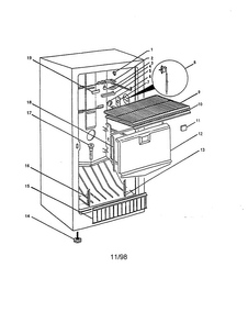Cabinet Assembly Diagram and Parts List for AUF200KW-P1317707W  Amana Freezer