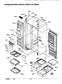 REF / FZ SHELVES, LIGHTS, AND HINGES Diagram and Parts List for SRD526SL P1184802W L Amana Refrigerator