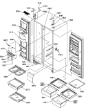 REF / FZ SHELVES, LIGHTS, AND HINGES Diagram and Parts List for SRD522SW P1184707W W Amana Refrigerator