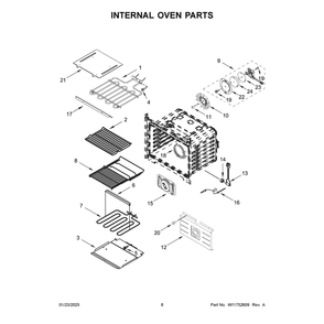 Internal Oven Parts Diagram and Parts List for JOECC530RL00  Jenn-Air Microwave Oven Combo
