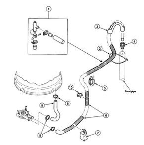 Drain Hoses Diagram and Parts List for SWT2A0LN1124  Speed Queen Washer