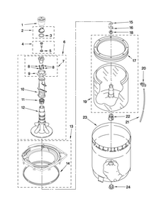 Agitator, Basket And Tub Parts Diagram and Parts List for MVWC5ESXW0  Maytag Washer