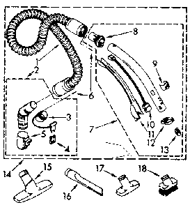Hose And Attachment Parts Diagram and Parts List for 1162543082  Kenmore Canister Vacuum