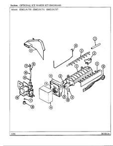 Optional Ice Maker Kit Diagram and Parts List for 19175  Admiral Refrigerator