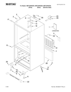 Cabinet Parts Diagram and Parts List for MBF2258WEW0  Maytag Refrigerator