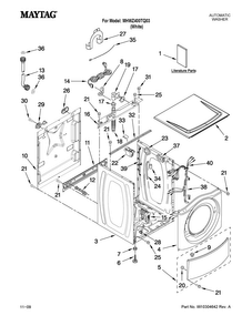 Top And Cabinet Parts Diagram and Parts List for MHWZ400TQ03  Maytag Washer