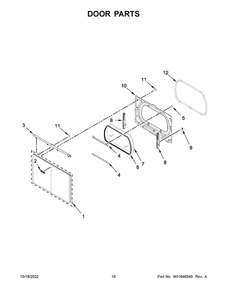 Door Parts Diagram and Parts List for MED6230HC3  Maytag Dryer