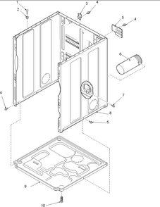 Cabinet And Base Diagram and Parts List for ALG643RAW-PALG643R  Amana Dryer
