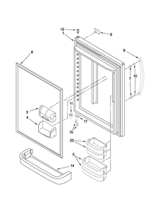 Refrigerator Door Parts Diagram and Parts List for ABB1924WEB1  Amana Refrigerator