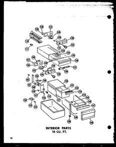 Interior Parts 16 Cu. Ft. Diagram and Parts List for T16J-P60178-1W  Amana Refrigerator