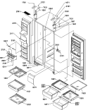 REF / FZ SHELVES, LIGHTS, AND HINGES Diagram and Parts List for SRDE528TBW P1310302W W Amana Refrigerator